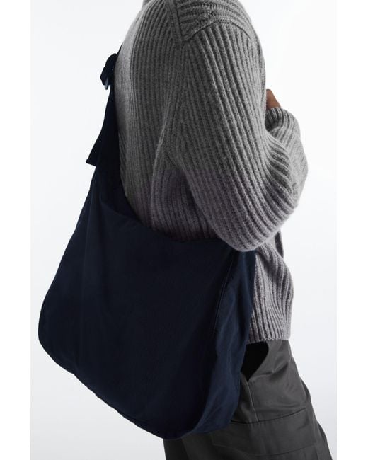 COS Blue Slouchy Nylon Messenger Bag for men