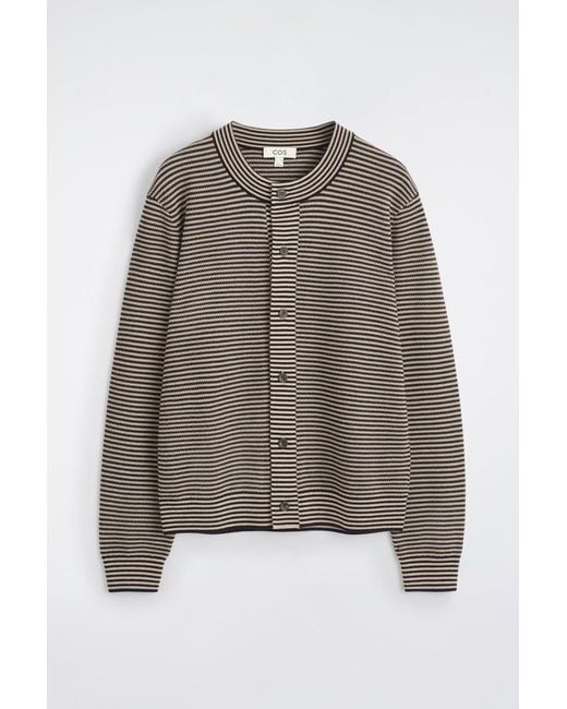 COS Brown Striped Merino Wool Cardigan for men