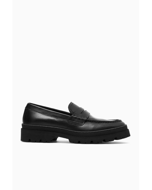 COS Black Chunky Leather Loafers for men