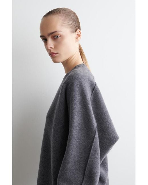 COS Gray Rounded Double-Faced Wool Sweater