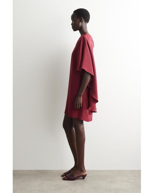 COS Red Draped Silk Mini Dress