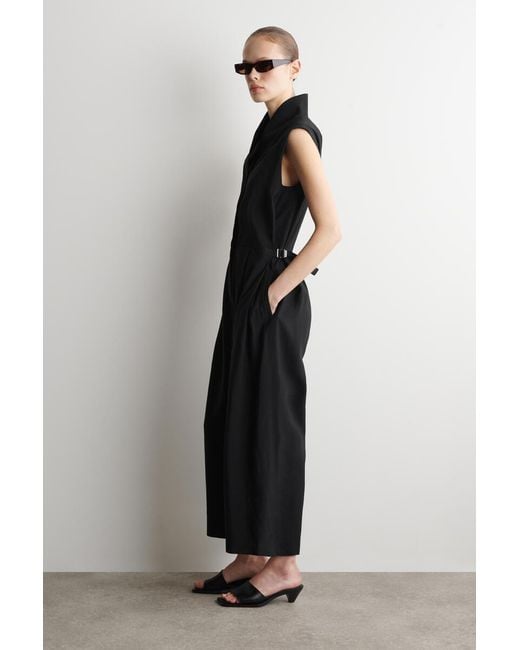 COS Black Shawl-Collar Utility Jumpsuit