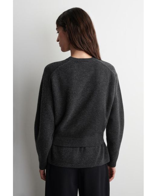 COS Black Belt-Detail Merino Wool Sweater