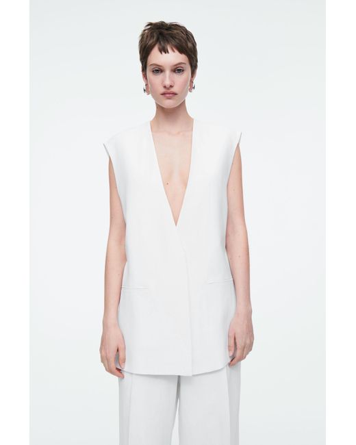 COS White Clean Wrap-front Waistcoat