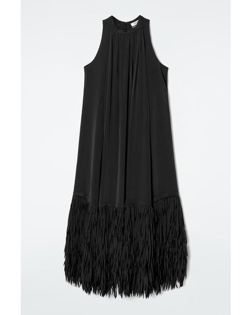 COS Black Fringed-Hem Dress