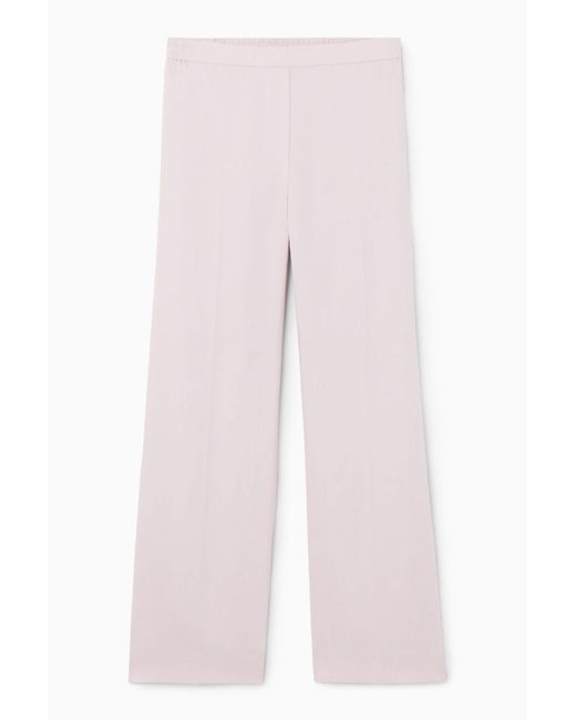 COS Pink Wide-leg Tailored Linen Pants