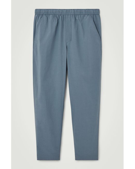 COS Blue Tapered Poplin Pull-on Trousers for men