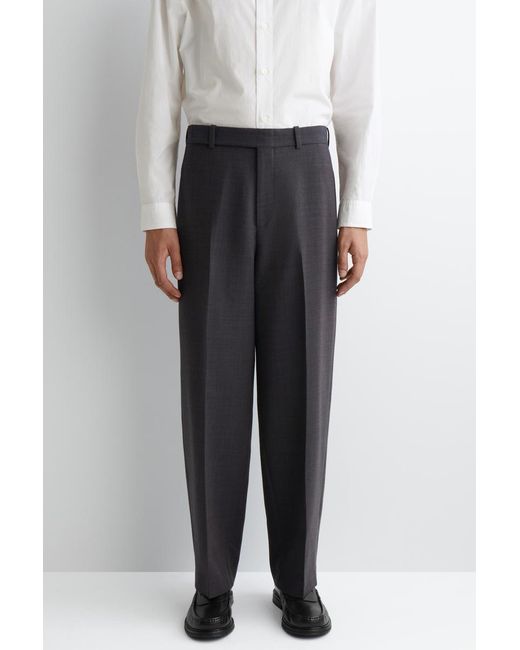 COS Gray Wool-Blend Straight-Leg Pants for men