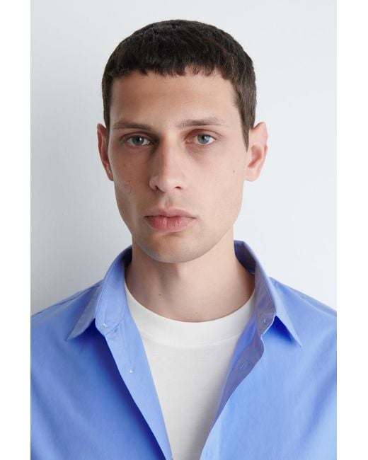 COS Blue Relaxed Pima Cotton Poplin Shirt for men