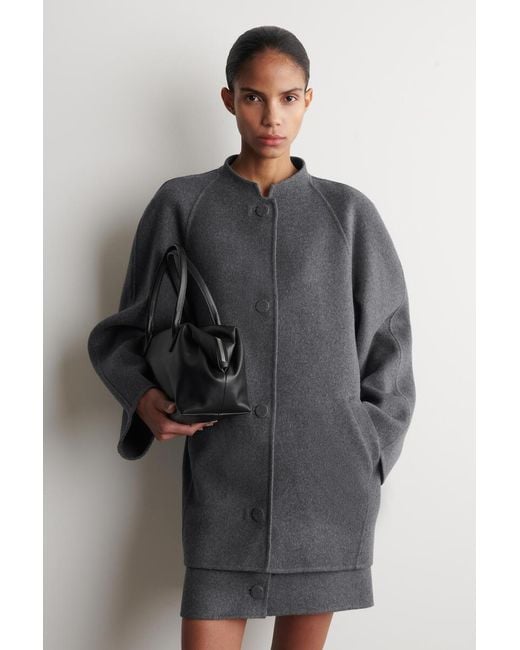 COS Gray Rounded Double-Faced Wool Jacket