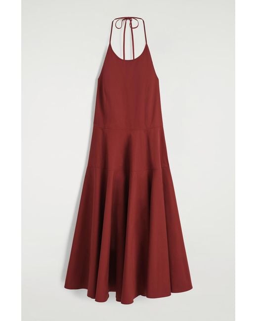 COS Red Pima Cotton Halterneck Dress
