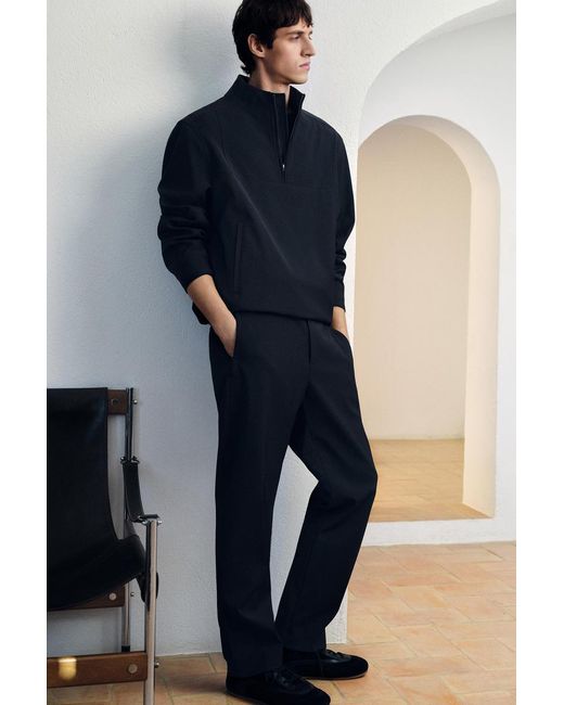 COS Blue Wool-blend Straight-leg Trousers In Navy for men