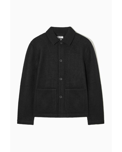 COS Black Knitted-collar Wool Workwear Jacket for men