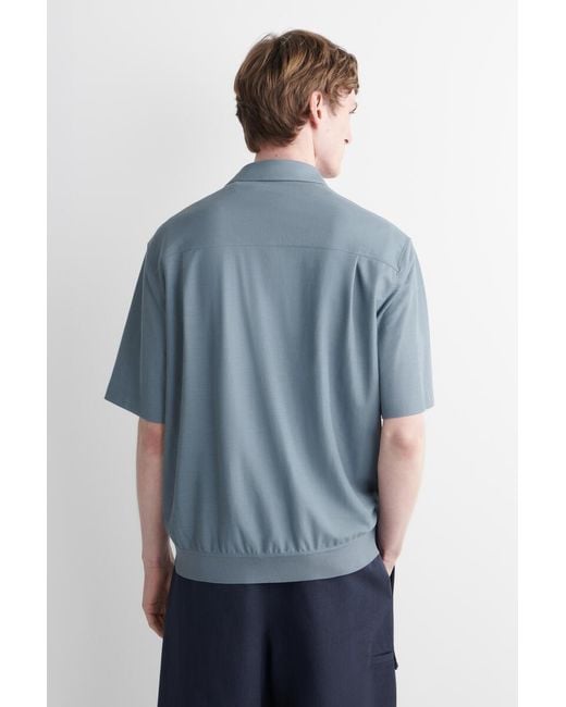 COS Blue Fluid Jersey Polo Shirt for men