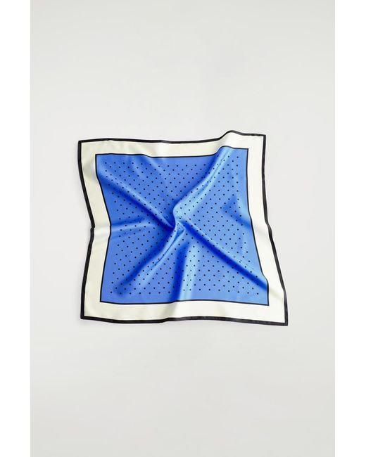 COS Blue Polka-Dot Silk Scarf