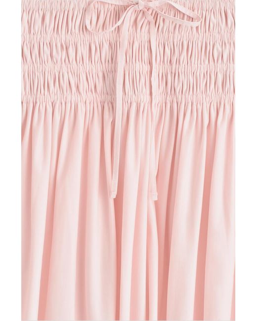 COS Pink Ruched-Waist Midi Skirt
