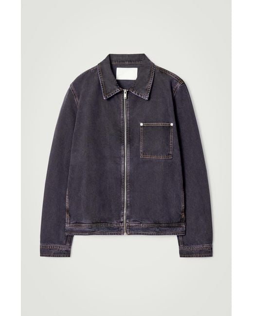 COS Blue Boxy Denim Zip-up Jacket for men