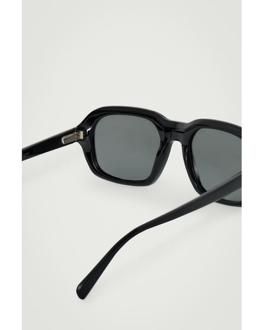 COS Black Square-Frame Aviator Sunglasses for men