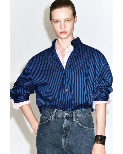 COS Blue Folded-Cuff Cotton Shirt