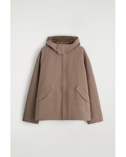 COS Natural Technical Cotton Hooded Jacket for men