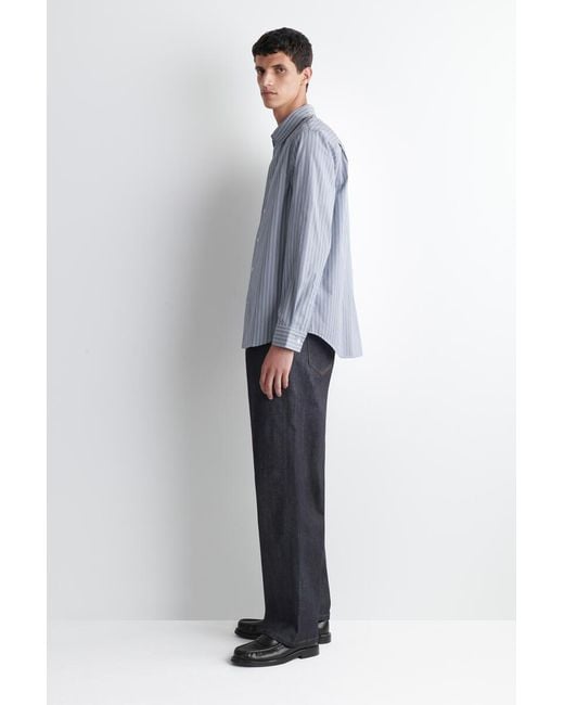 COS Blue Relaxed Striped Cotton Shirt for men