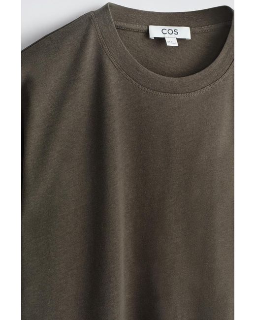 COS Brown Relaxed Cotton-Linen T-Shirt for men