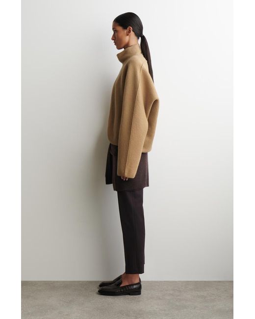 COS Natural Boiled-Wool Funnel-Neck Jumper