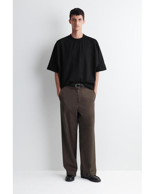 COS Black Oversized Interlock Cotton T-Shirt for men