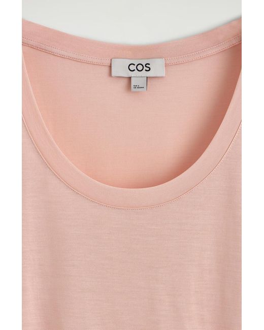 COS Pink Slim Silk T-Shirt