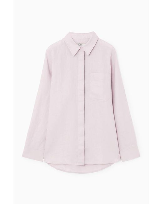 COS Pink Oversized-hemd Aus Leinen