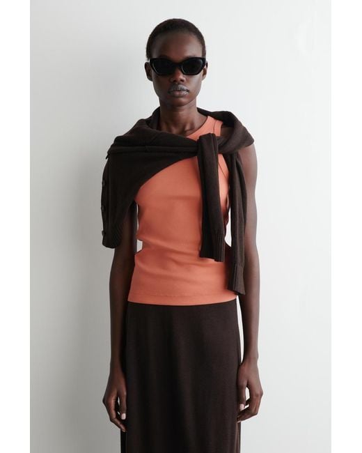 COS Orange Ribbed Tank Top
