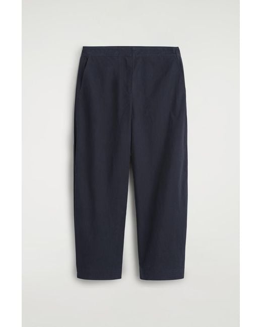 COS Blue Pima Cotton Barrel-Leg Pants