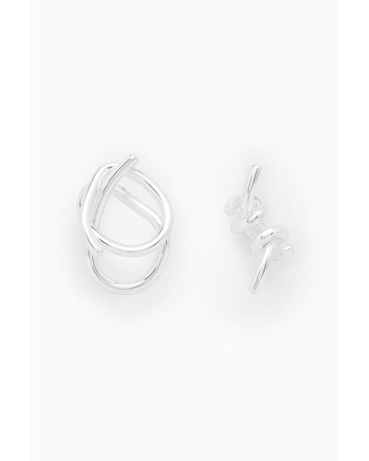 COS White Mismatched Sculpted Earrings
