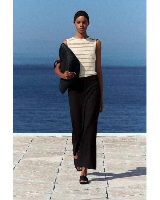 COS Black Jersey Flared Trousers