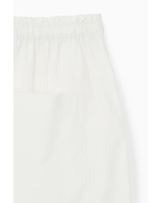 COS White Gathered Drawstring Shorts