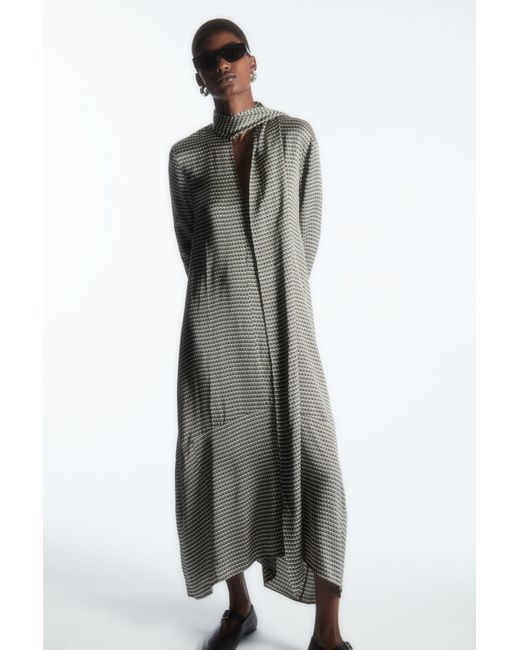 COS Gray Scarf-detail Maxi Dress