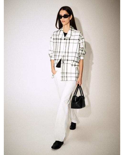 COS White Checked Linen Blazer