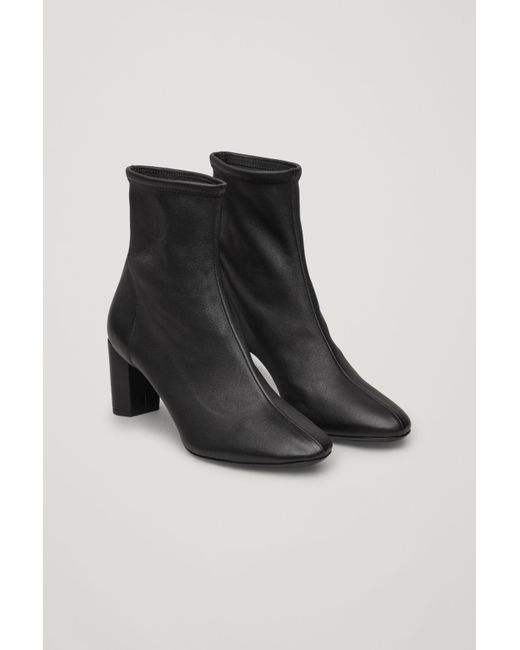 COS Black Stretch-leather Ankle Boots