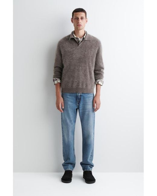 COS Brown Brushed-Cashmere Polo Sweater for men