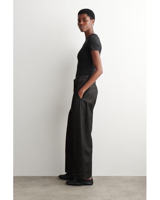 COS Black Relaxed-Fit Wide-Leg Denim Trousers