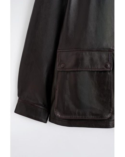 COS Black Burnished Nappa Leather Jacket for men