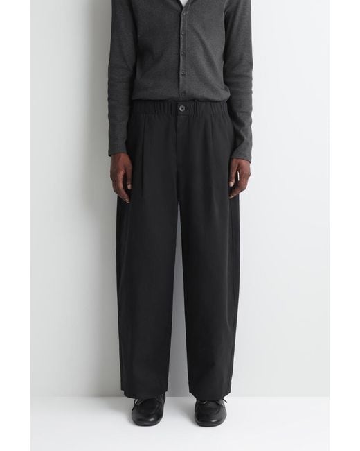 COS Black Pleated Relaxed-Fit Barrel-Leg Pants for men