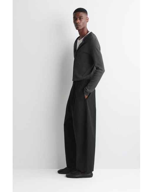 COS Black Pleated Relaxed-Fit Barrel-Leg Pants for men