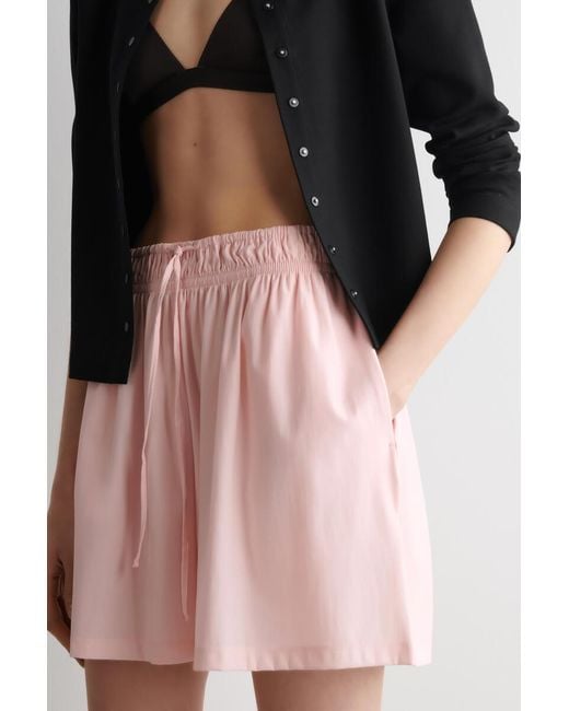 COS Pink Ruched-Waist Shorts