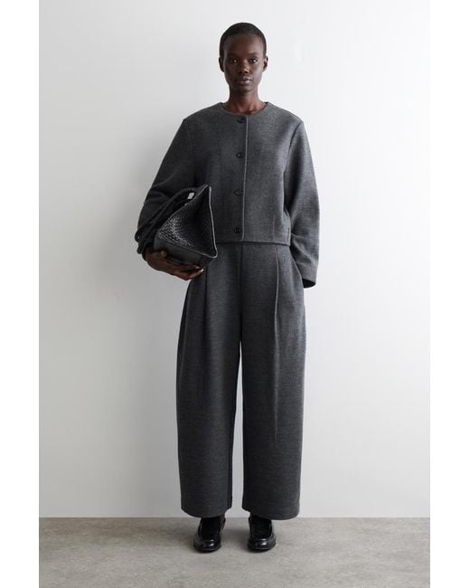 COS Gray Boiled Merino Wool Cardigan