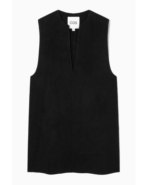 COS Black V-neck Double-faced Wool Dress
