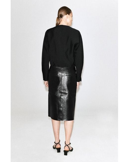 COS Black Sculpted Boat-Neck Blouse