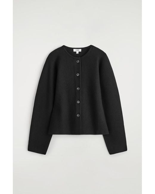 COS Black Sculpted Wool Cardigan