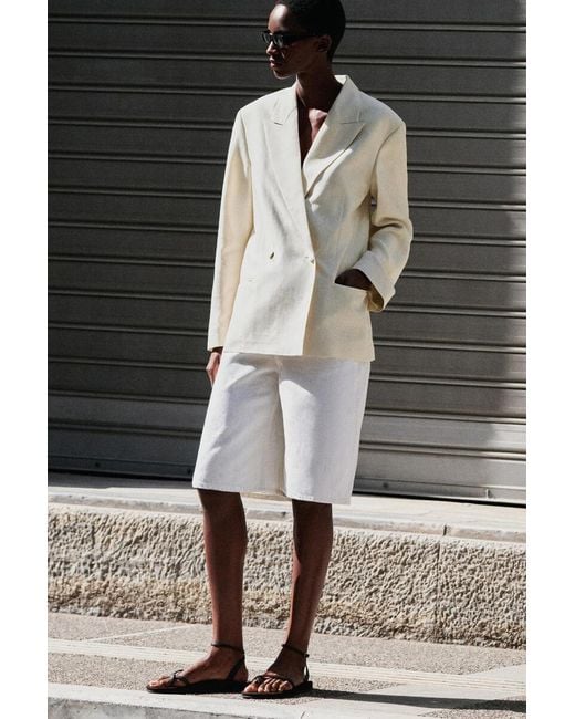 COS White Knee-Length Denim Shorts
