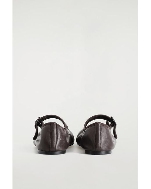 COS White Square-Toe Buckled Ballet Flats